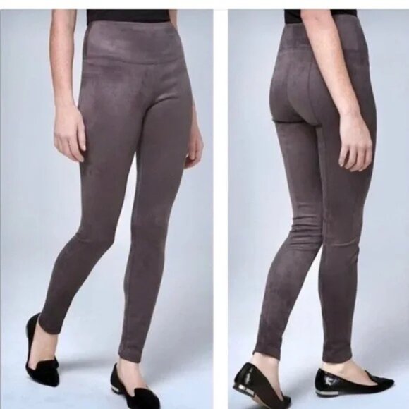 White House Black Market Faux Suede Runway Leggings Gray Size 4 Small - Picture 2 of 14